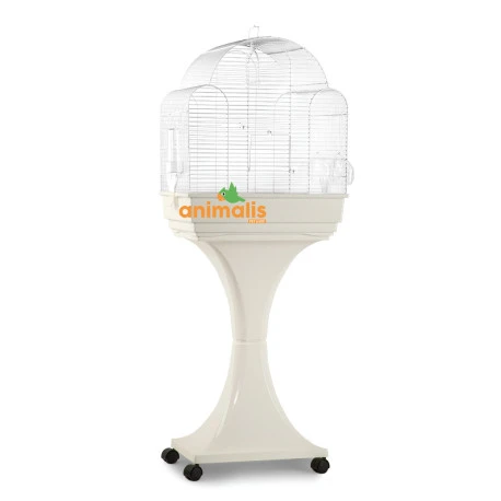 Cage Oiseaux "Aurora" Blanche Avec Support Sur Roulettes - 51x35x129cm 1 Cage Oiseaux "Aurora" Blanche Avec Support Sur Roulettes - 51x35x129cm
