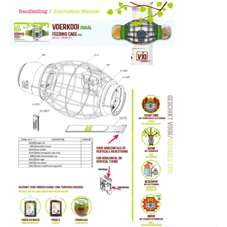 Mangeoire Lona "Voerkooi V10" - Vert - 32x15cm 2 Mangeoire Lona "Voerkooi V10" - Vert - 32x15cm - Afbeelding 2