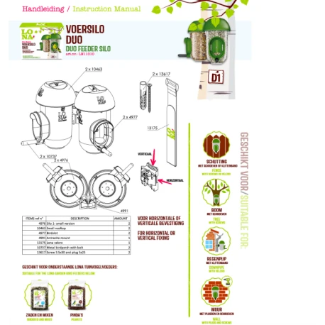 Mangeoire Lona "Voersilo D1 Duo" - Vert 2 Mangeoire Lona "Voersilo D1 Duo" - Vert - Afbeelding 2