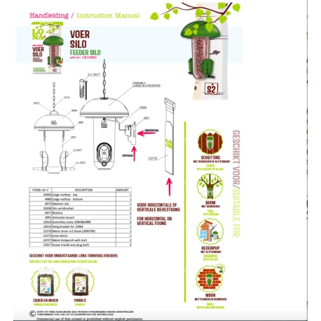 Mangeoire Lona "Voersilo S2" - Vert 2 Mangeoire Lona "Voersilo S2" - Vert - Afbeelding 2