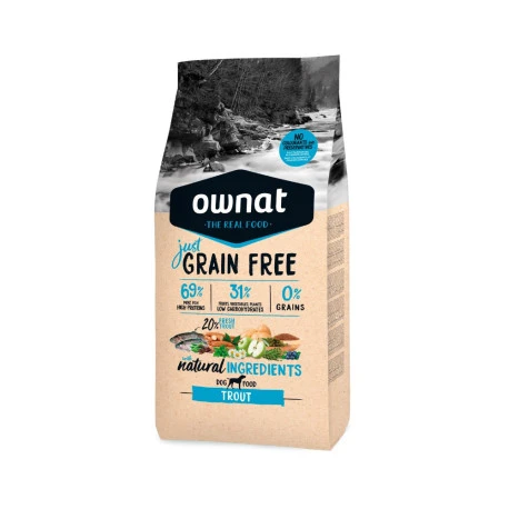 OWNAT Just Grain Free Truite Pour Chien 14kg 1 OWNAT Just Grain Free Truite Pour Chien 14kg