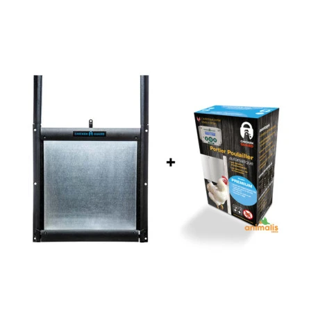 Portier ChickenGuard Premium + Porte Autobloquante Pour Poulailler 1 Portier ChickenGuard Premium + Porte Autobloquante Pour Poulailler
